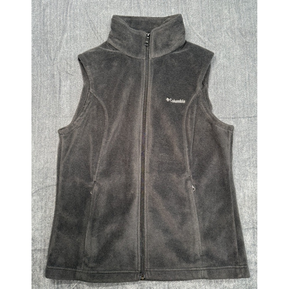 Columbia Fleece Vest Women's Medium Gray Full Zip Outdoor Hiking Casual